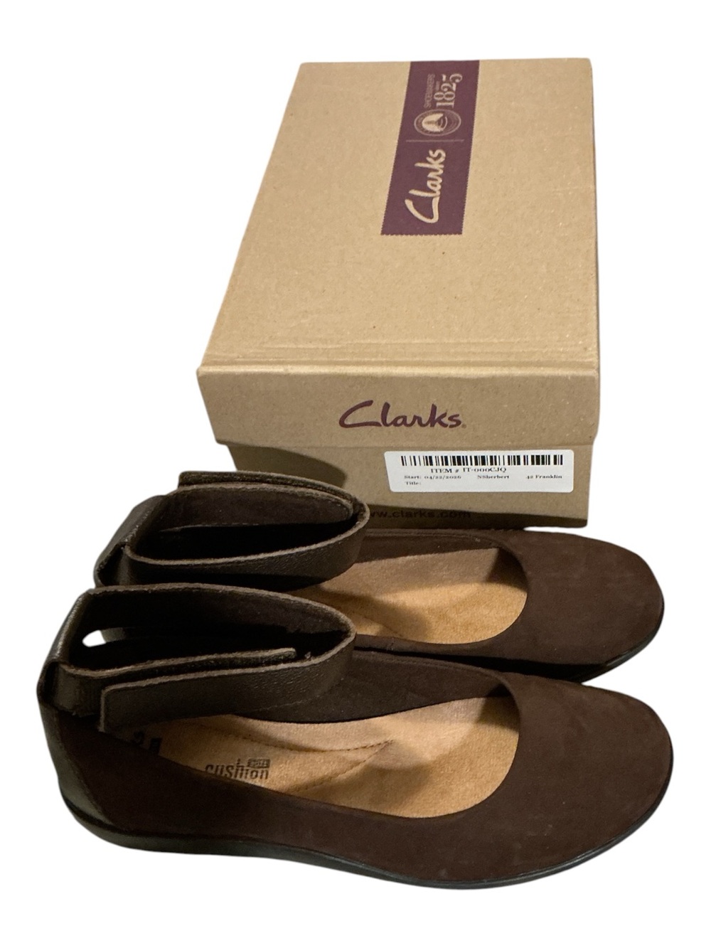 Clarks Dark Brown Suede Ankle-Strap Flats - Picture 3 of 7